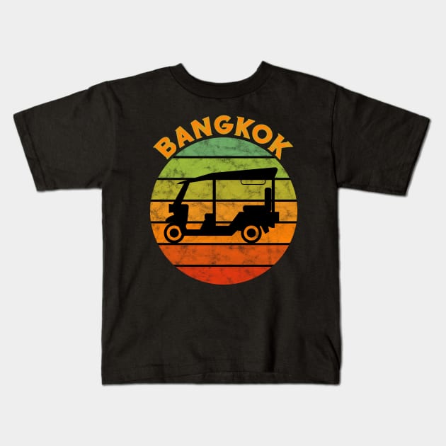 Bangkok Tuk Tuk On A Rainbow Of Colors Kids T-Shirt by VintCam